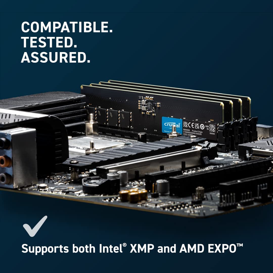 Crucial CT16G56C46U5 16GB DDR5 5600MHz (or 5200MHz or 4800MHz) Desktop Memory Crucial CT16G56C46U5 16GB DDR5 5600MHz (or 5200MHz or 4800MHz) Desktop Memory